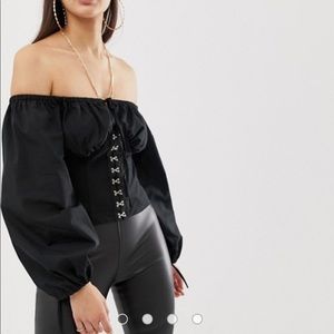 NWOT! ASOS Bustier Off the Shoulder Top in Black